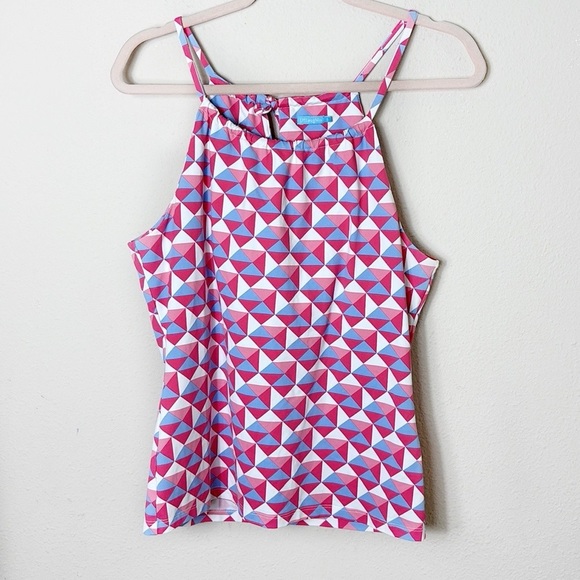 J. McLaughlin Pink Blue White Geometric Print Sleeveless Top Sz. Small - Picture 1 of 9